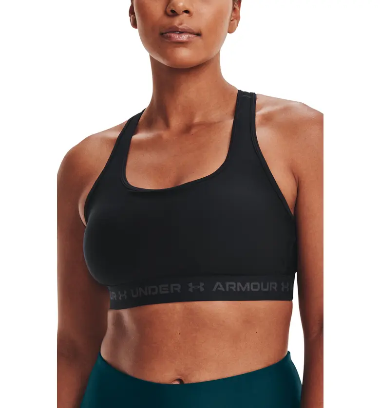 언더아머 Under Armour HeatGear Mid Cross Back Sports Bra_BLACK / BLACK / JET GRAY