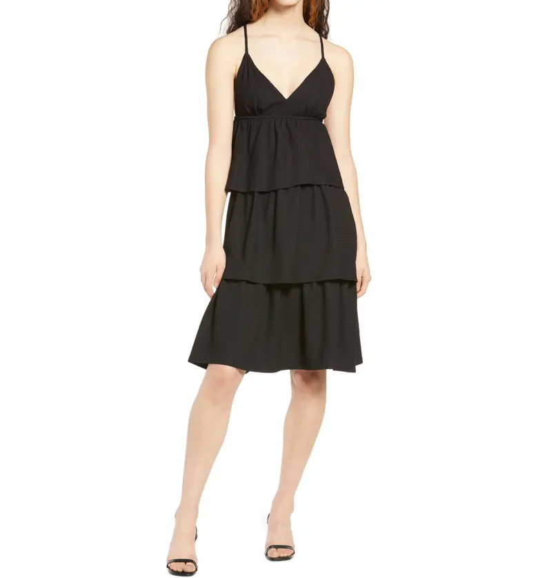 VERO MODA Kimber V-Back Tiered Empire Dress_BLACK