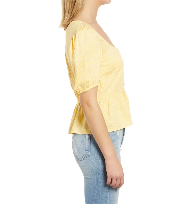  VERO MODA Smocked Polka Dot Top_CORN SILK