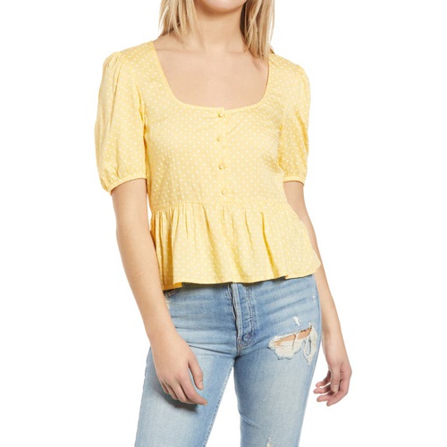  VERO MODA Smocked Polka Dot Top_CORN SILK