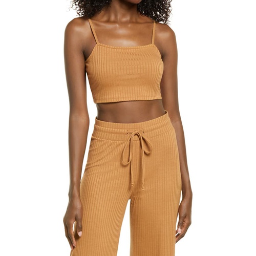  VERO MODA Lucy Rib Crop Camisole Top_TOBACCO BROWN