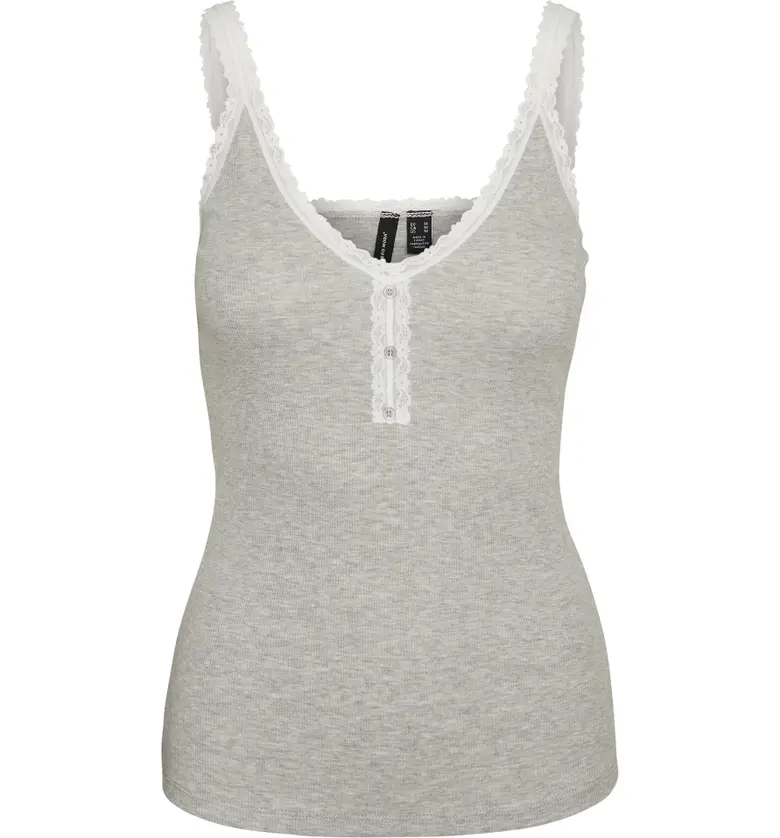  VERO MODA Lena Stretch Organic Cotton Lace Cami_LIGHT GREY MELANGE