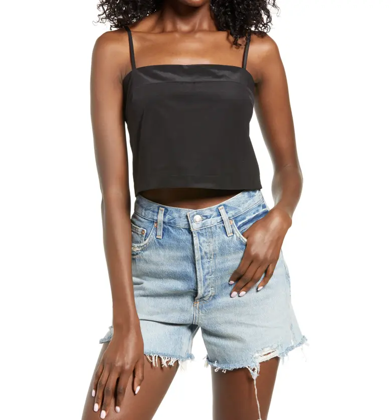 VERO MODA Giana Woven Crop Cami_BLACK