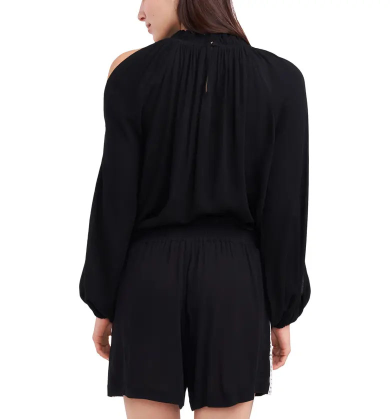  Vince Camuto Cold Shoulder Crepe Top_RICH BLACK