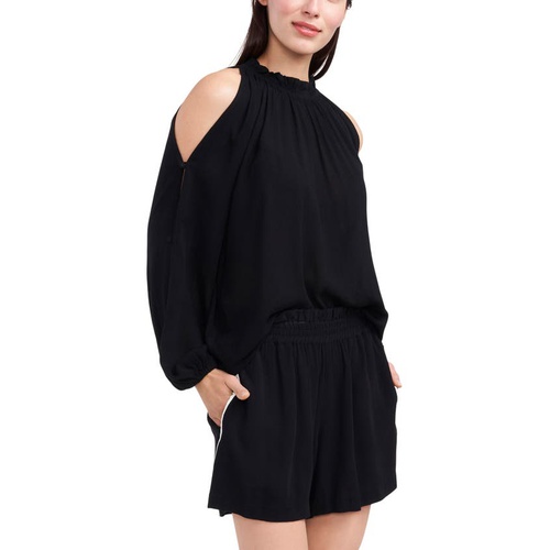  Vince Camuto Cold Shoulder Crepe Top_RICH BLACK