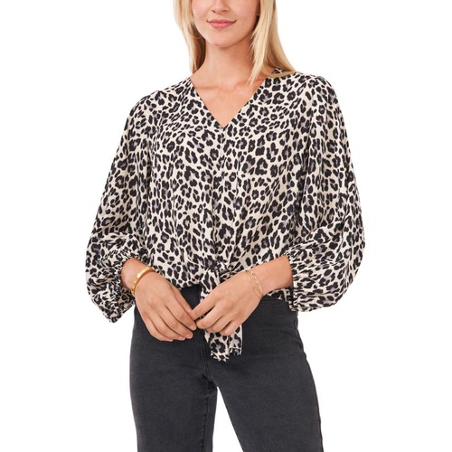  Vince Camuto Animal Print Tie Waist Blouse_DARK PEWTER