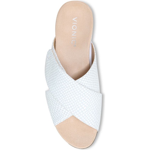 바이오닉스 Vionic Leticia Snake Embossed Wedge Slide Sandal_WHITE LEATHER