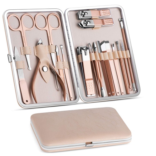  Vabogu Manicure Set, Pedicure Kit, Nail Clippers, Professional Grooming Kit, Nail Tools 18 In 1 with Luxurious Travel Case For Men and Women 2020 Upgraded Version