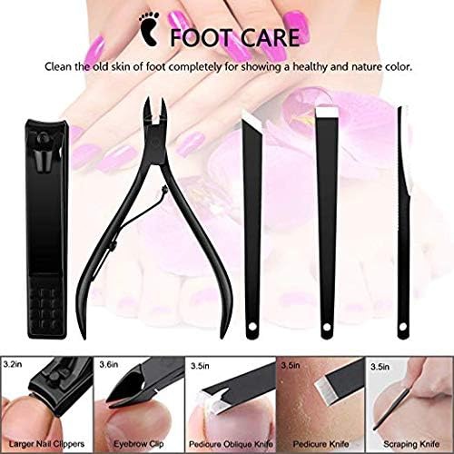  Valuu Manicure Set-15 Pieces Stainless Steel Manicure Kit, Professional Grooming Kit, Nail Tools Hand Facial Foot Care Kit For Women and Men