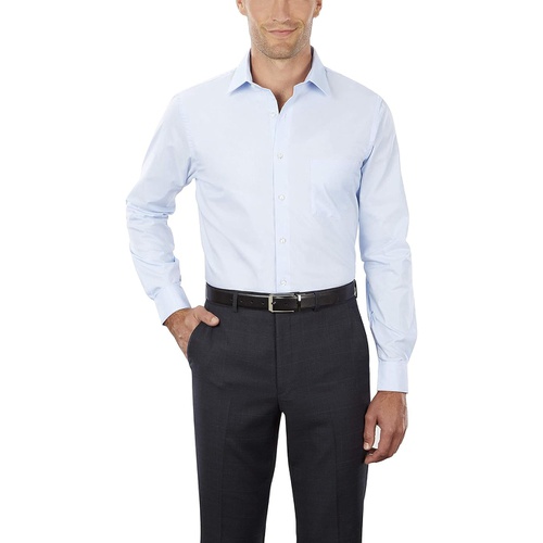  Van Heusen Mens Herringbone Regular Fit Solid Spread Collar Dress Shirt