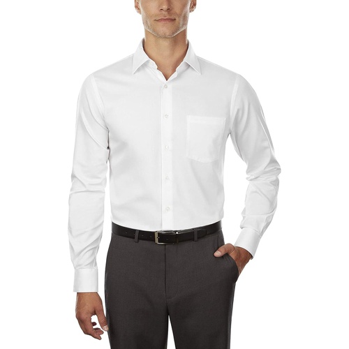  Van Heusen Mens Dress Shirts Fitted Lux Sateen Stretch Solid Spread Collar