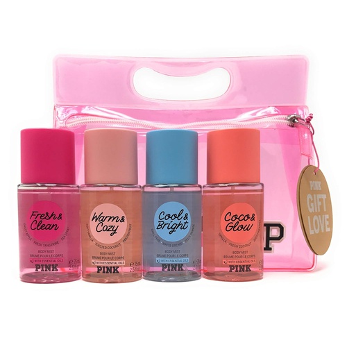 빅토리아시크릿 Victorias Secret PINK Mini Body Mist Gift Set - Fresh and Clean, Warm and Cozy, Cool and Bright, Coco and Glow