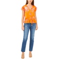 Vince Camuto Short Sleeve Rio Gardens Button-Down Peplum Blouse