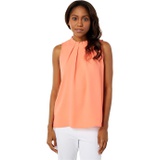 Vince Camuto Sleeveless Pleat Neck Luxe Crepe De Chine Blouse
