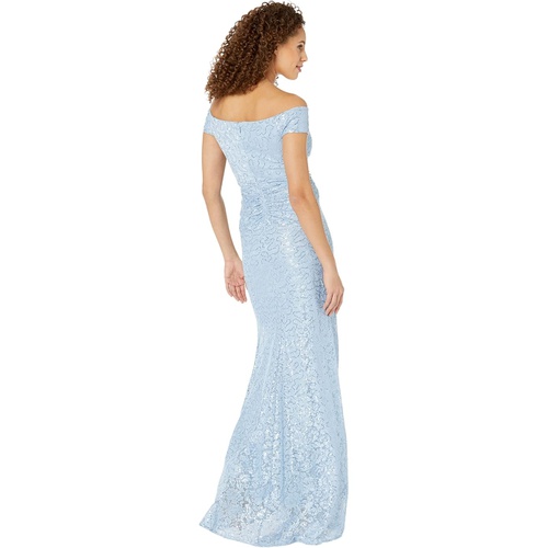  Vince Camuto Off-the-Shoulder Gown with V Bar At Neck