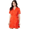 Vince Camuto Short Sleeve Wrap Front Side Tie Sporadic Stems Dress