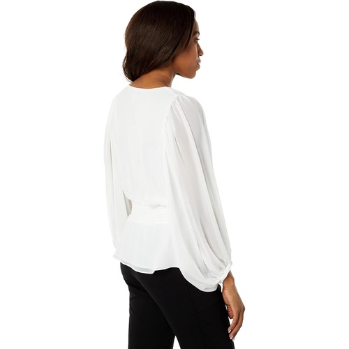  Vince Camuto Long Sleeve V-Neck Peplum Chiffon Blouse