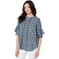 Vince Camuto Forest Floral Flutter Sleeve Henley Blouse