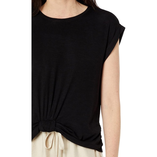  Vince Camuto Short Sleeve Knot Front Rib Tee