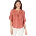 Vince Camuto Ruffle Sleeve Pin Tuck Henley Blouse