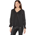 Vince Camuto Embroidered V-Neck Long Sleeve Blouse