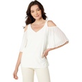 Vince Camuto Short Sleeve Cold-Shoulder Smock Bottom Blouse