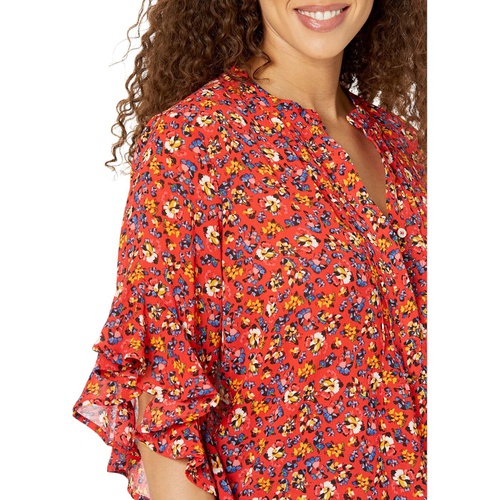  Vince Camuto Flutter Sleeve Blooming Bunches Blouse