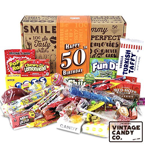  VINTAGE CANDY CO. 50TH BIRTHDAY RETRO CANDY GIFT BOX - 1971 Decade Nostalgic Childhood Candies - Fun Gag Gift Basket For Milestone FIFTIETH Birthday - PERFECT For Man Or Woman Turn