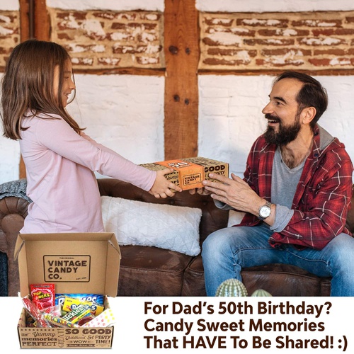  VINTAGE CANDY CO. 50TH BIRTHDAY RETRO CANDY GIFT BOX - 1971 Decade Nostalgic Childhood Candies - Fun Gag Gift Basket For Milestone FIFTIETH Birthday - PERFECT For Man Or Woman Turn