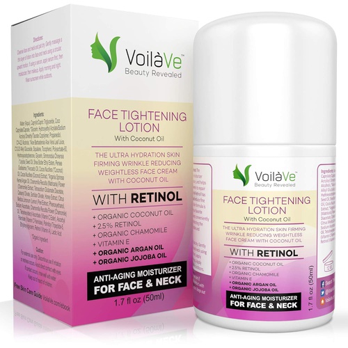  VoilaVe Face Lotion, Retinol Moisturizer for Face, Anti Aging Skin Firming Lotion, Vitamin E Oil, Night Moisturizer, Neck Firming Cream, Organic Honey & Lemon Peel Extracts, Airles