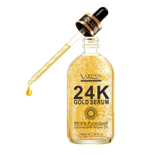  Voluxss Pure 24K Gold Serum for Face - Best Anti Aging Face Serum Gold for Women Infused Hyaluronic Acid & Argan Oil- Moisturizing,Lifting,Brightening | Anti Wrinkles,Fine Line & Acne Scar