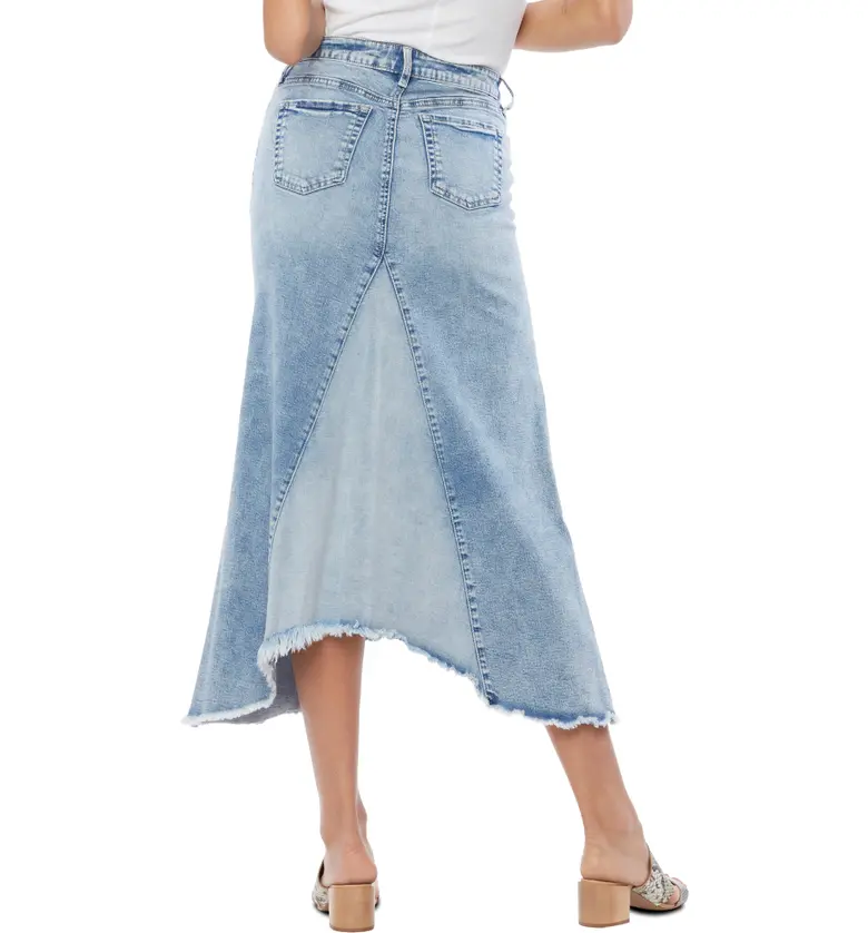  Wash Lab Denim Pieced Denim Midi Skirt_SURF BLUE