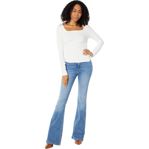  WAYF TTYL Ruched Brushed Rib Knit Long Sleeve Top