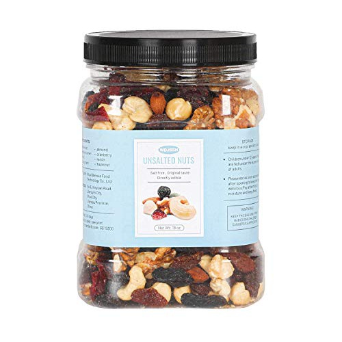  WDJSSH Deluxe Unsalted Mixed Nuts Bulk 18oz Trail Mix Low Sodium Snack & Seeds No Sugar raw Nut Protein Almonds And Cashews Walnuts Hazelnuts