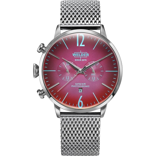  Welder Moody Stainless Steel Mesh Dual Time Watch with Date 45mm