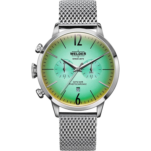  Welder Moody Stainless Steel Mesh Dual Time Watch with Date 42mm