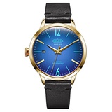 Welder Moody Black Leather 3 Hand Gold-Tone Watch with Date 38mm