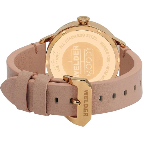  Welder Moody Pink Leather 3 Hand Rose Gold-Tone Watch with Date 38mm