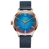 Welder Moody Stainless Steel Blue Mesh 3 Hand Rose Gold-Tone Watch with Date 38mm