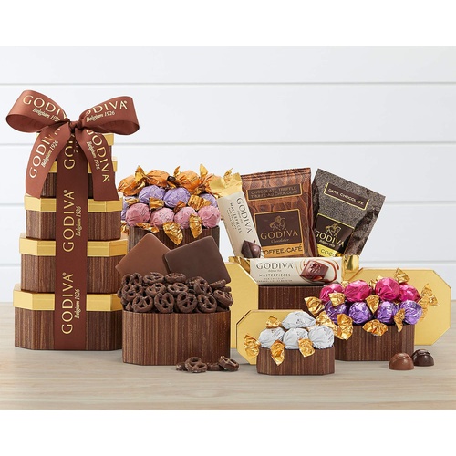  Chocolate Gift Tower- The Godiva Milk and Dark Chocolate Gift Tower by Wine Country Gift Baskets