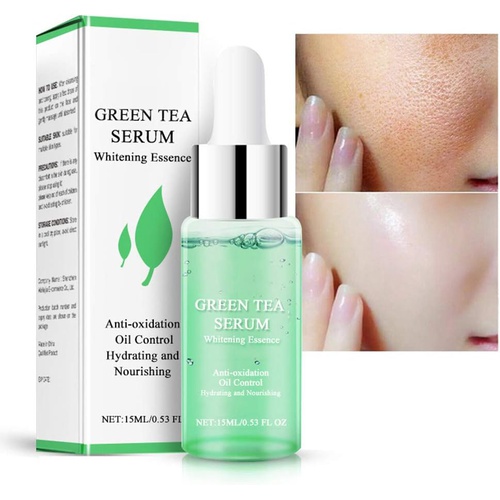  Woltop Moisturizing and Brightening Skin Color Skin Care Serum Face Serum, Green Tea Seed Essence Serum Moisturizing Shrink Pores Night Care and Repair for All Skin Types 15ml