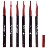 Lip Liner Pencil Set - Retractable 6 Colors Lipliner Makeup Pencils, Matte Longwear non Feathering Lips Liners by “wonder X”