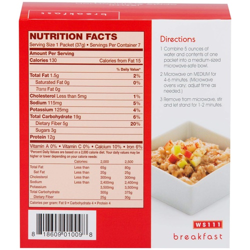  WonderSlim Apple n Cinnamon Flavored High Protein Oatmeal - Instant Hot Oatmeal Diet Cereal (7 Individual Servings/Box) - Low Calorie, Low Fat, Kosher