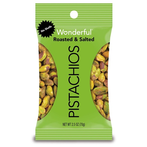  Wonderful Pistachios, No Shells, Roasted and Salted, 2.5 Ounce Bag (Pack of 8)