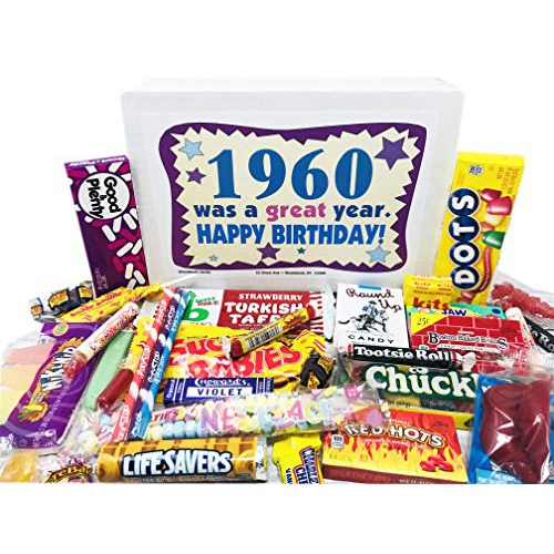  Woodstock Candy ~ 1960 61st Birthday Gift Box Nostalgic Retro Candy Mix from Childhood for 61 Year Old Man or Woman Born 1960 Jr