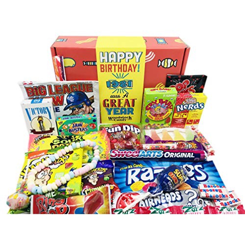  Woodstock Candy ~ 1981 40th Birthday Retro Decade 80s Candy Gag Gift Basket Box Assortment From Childhood - Milestone Birthday Gifts for 40 Years Old Man or Woman Jr