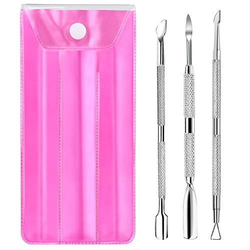  Cuticle Pusher and Cutter, YGDZ 3PCS Nail Cuticle Pusher Stainless Steel Manicure Pedicure Remover Tools Metal Cuticle Peeler Scraper for Fingernails and Toenails