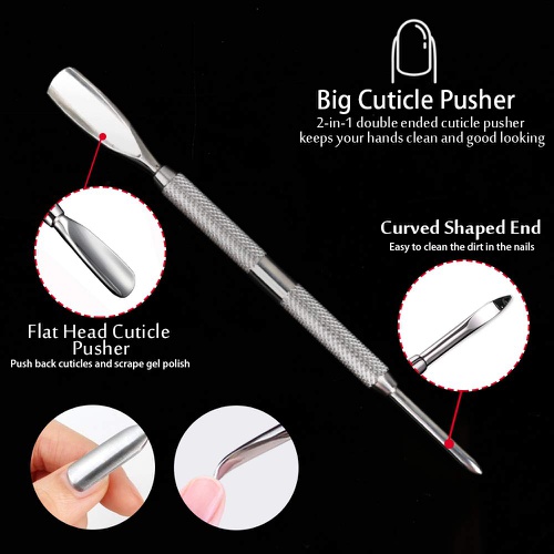  Cuticle Pusher and Cutter, YGDZ 3PCS Nail Cuticle Pusher Stainless Steel Manicure Pedicure Remover Tools Metal Cuticle Peeler Scraper for Fingernails and Toenails