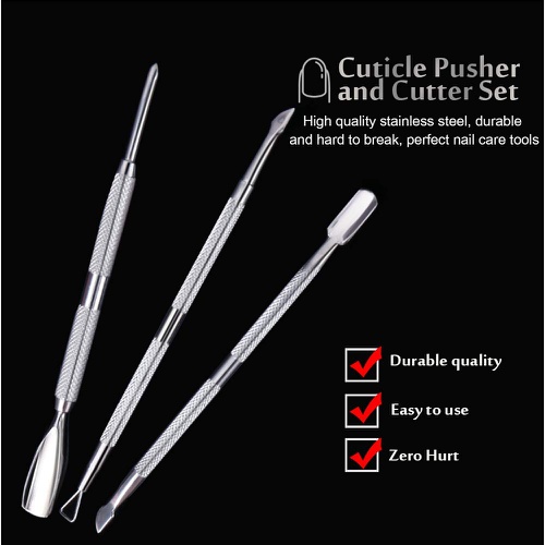  Cuticle Pusher and Cutter, YGDZ 3PCS Nail Cuticle Pusher Stainless Steel Manicure Pedicure Remover Tools Metal Cuticle Peeler Scraper for Fingernails and Toenails