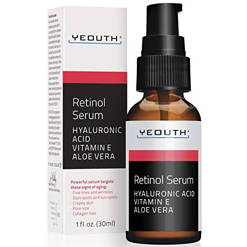  Retinol Serum 2.5% with Hyaluronic Acid, Aloe Vera, Vitamin E - Boost Collagen Production, Reduce Wrinkles, Fine Lines, Even Skin Tone, Age Spots, Sun Spots - 1 fl oz - Yeouth … (1